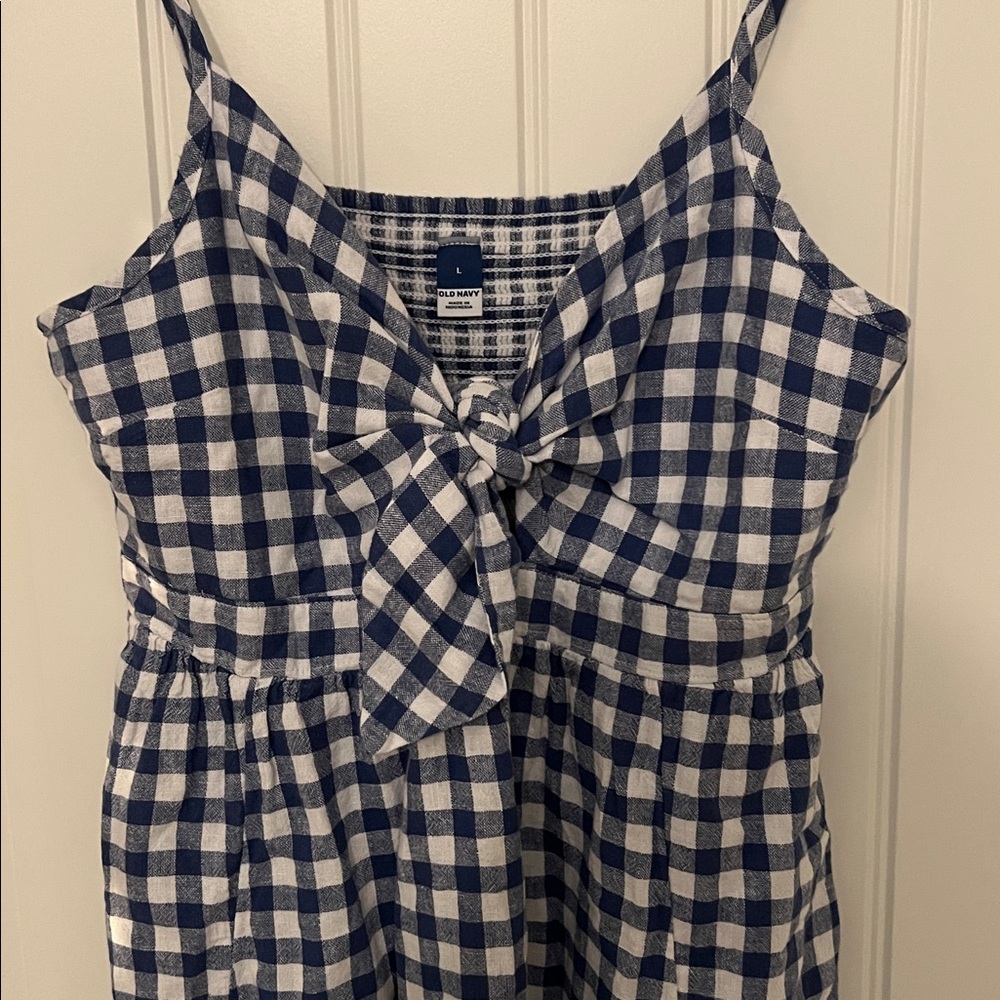 Old Navy Blue and White Gingham Dress Mini Dress Size L NWOT - Picture 4 of 11